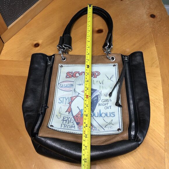 Brighton Scoop Leather Tote Bag 2 Tone Brown Fashionista Braided Strap Hardwear - Picture 15 of 16